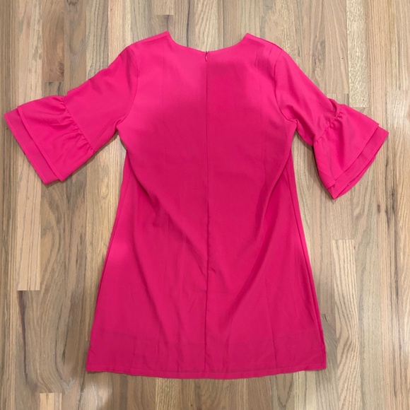 Shift Dress with Bell Sleeve and V-neck - Picture 5 of 5